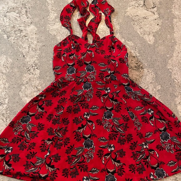 Charlotte Russe Red floral skater dress - Picture 1 of 5
